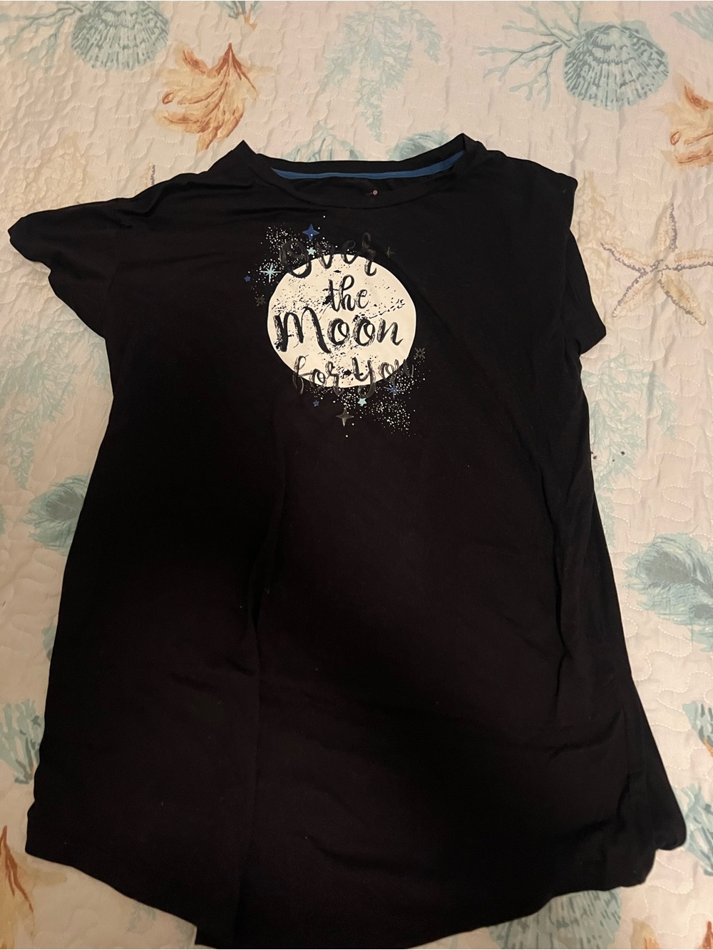 Kids Black Graphic 'Love the Moon' Short Sleeve Tee